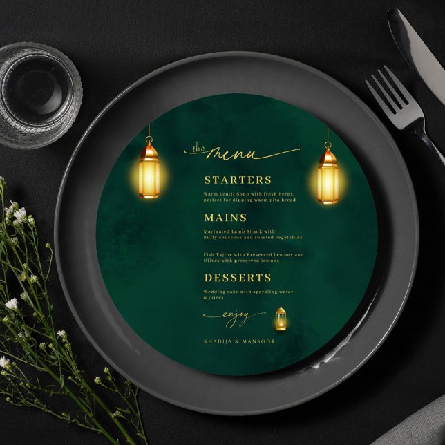 Menu Royal Emerald Green Golden Lights Mariage (Créateur téléchargé)