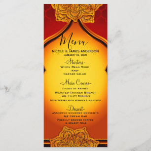 Menu Royal Mandala Rouge Feu Or Indien Marocain