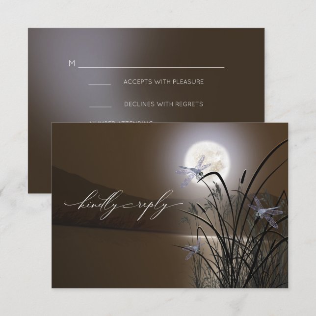 Menu RSVP Pleine lune Mocha douce Étang de libellu (Devant / Derrière)