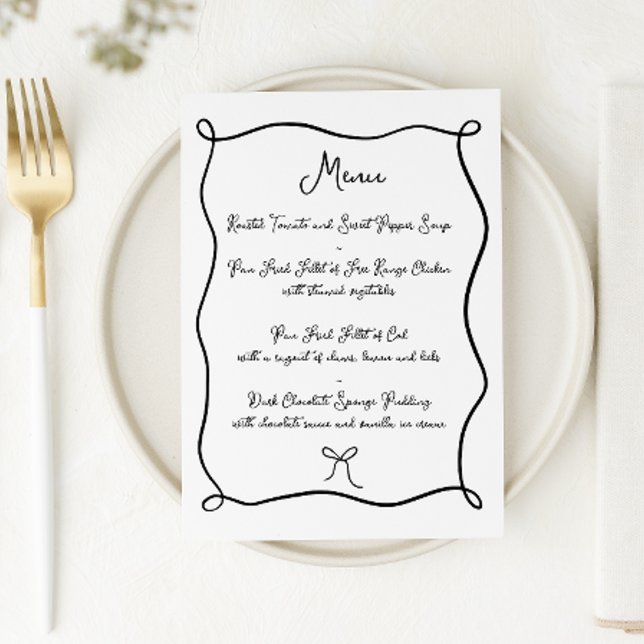Menu Ruban à main et Mariage noir et blanc (Créateur téléchargé)