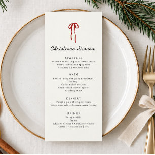 Menu Ruban fantaisiste, Dîner de Noël dessiné à la main