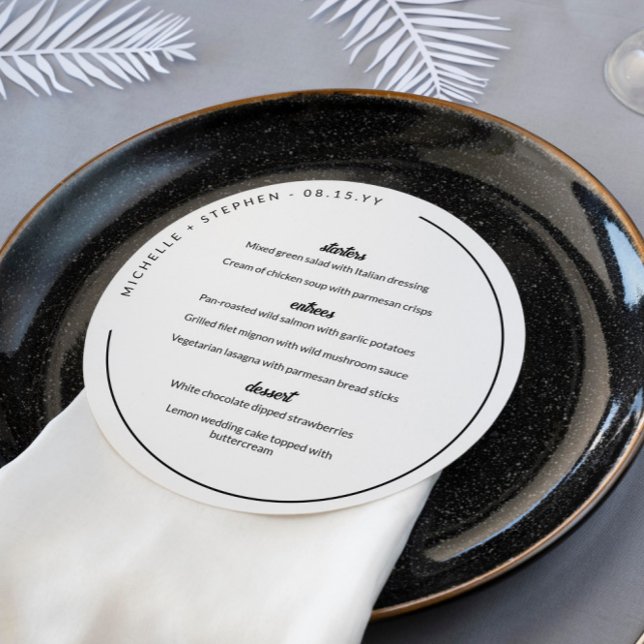 Menü "Rund um die weißen kurvenförmigen Namen" Menükarte (Von Creator hochgeladen)