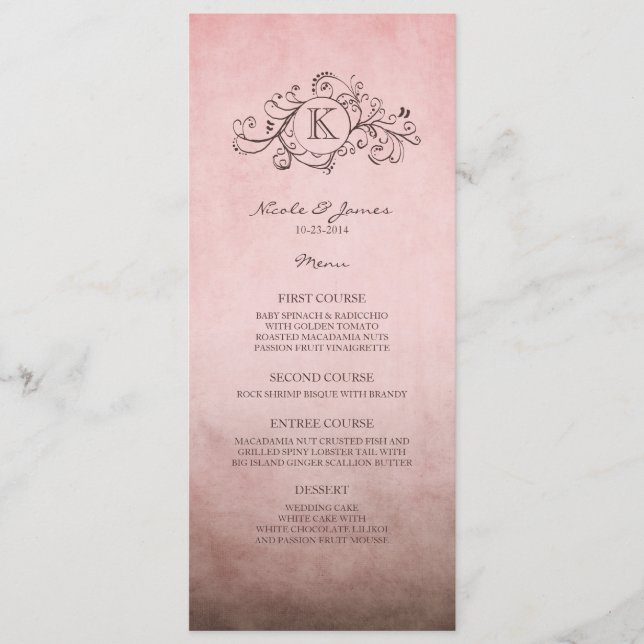 Menu Russe Brown et Mariage de Bohême rose (Devant)