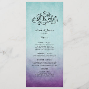 Menu Russe Turquoise et Purple Bohemian Mariage Me
