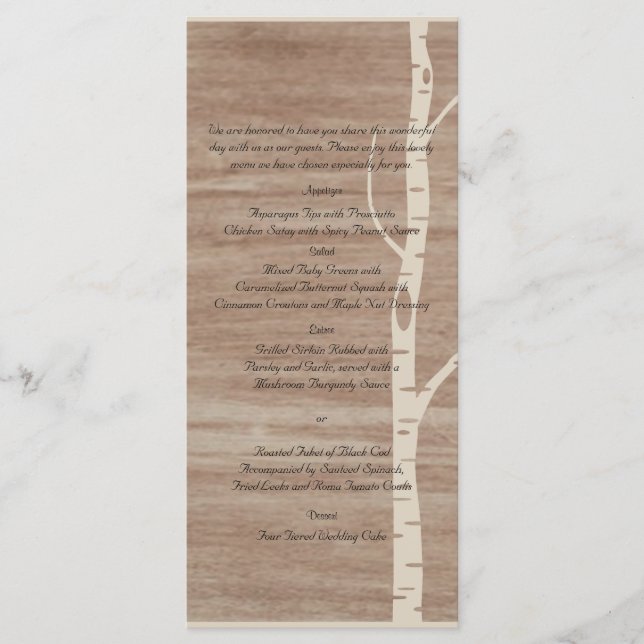 Menu Rustic Birch Trees and Deer Mariage (Devant)