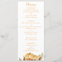 Menu Rustic Watercolor Citrouille Adresse de retour Mar