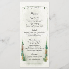 Menu Rustic Watercolor Pine Tree Forest Mariage