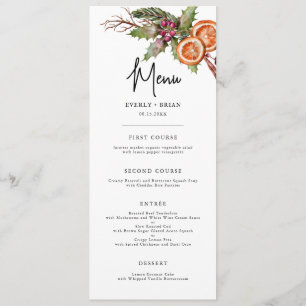 Menu Rustic Winter Botanical Mariage