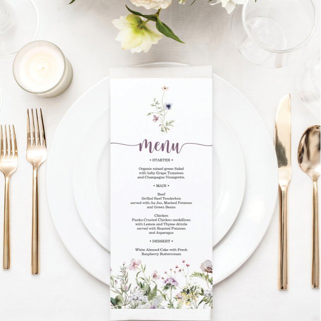 Menü "Rustikale Wildblume Brautparty" Menükarte (Von Creator hochgeladen)