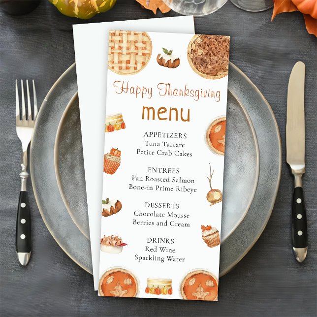 Menu Rustique Automne Citrouille Pie Thanksgiving Dîner (Créateur téléchargé)