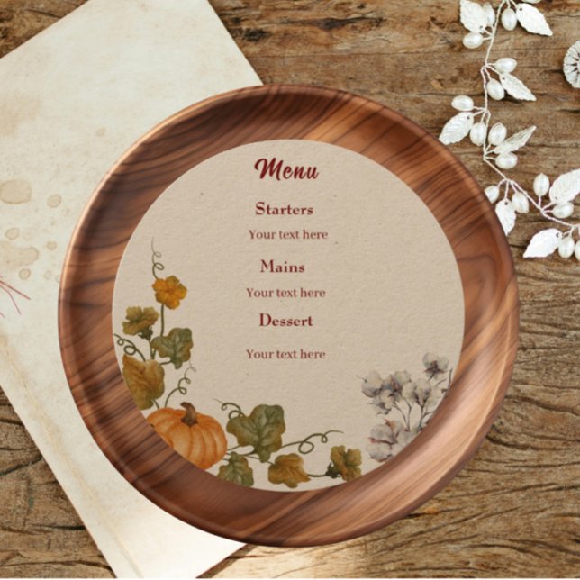Menu Rustique & Cosy Collection de Mariages d'automne M (Créateur téléchargé)