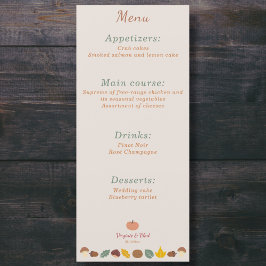 Menu rustique et Mariage de automne