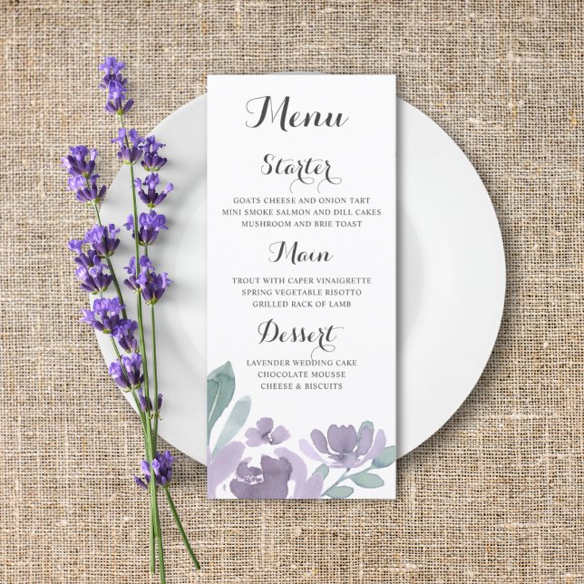 Menu Rustique Floral Purple Mariage (Créateur téléchargé)
