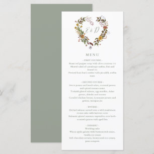 Menu Rustique Floral Sage Green Dîner Mariage