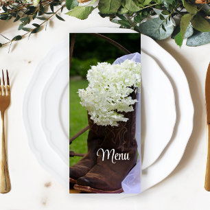 Menu Rustique Hydrangea Cowboy Boots Western Mariage Me
