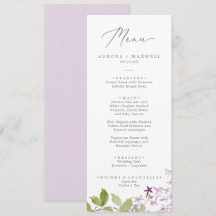 Menu Rustique Lilac Mariage