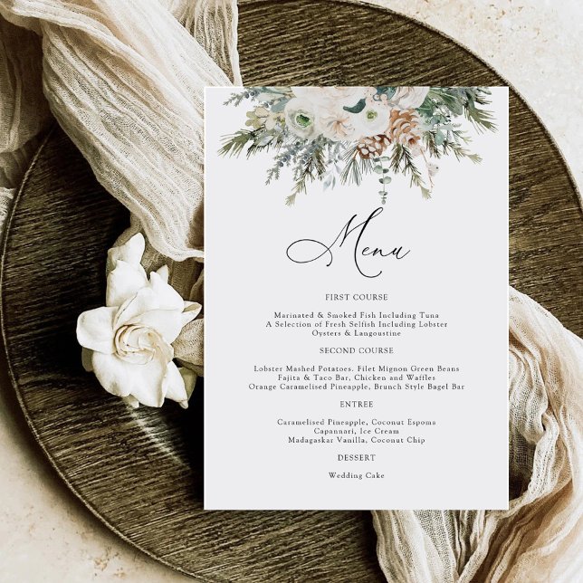Menu Rustique Mariage Pinecone d'hiver (Créateur téléchargé)