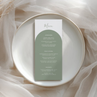 Menu Rustique Rétro Bohème Vert Sauge Arche Mariage Dîn