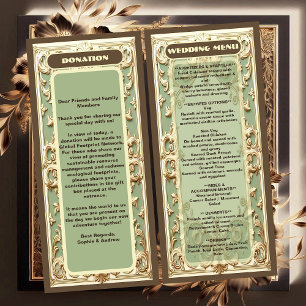Menu Sage Green Baroque Grandeur Florals Motif Mariage