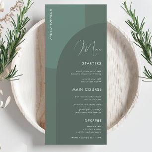 Menu Sage Green Boho Arch Nom d'hôte Dîner Mariage Homm