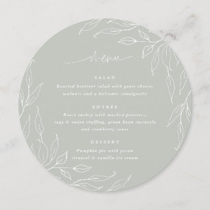Menu Sage Green Leaf Motif Thankesgiving Dîner Round