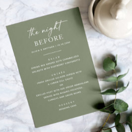 Menü "Sage Green Probe Dinner" | Nacht vor Menükarte