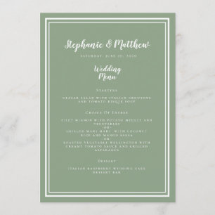 Menu Sage Green Rustique Mariage Simple Moderne Dîner