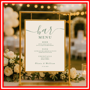 Menü "Sage Green Wedding Bar" Poster