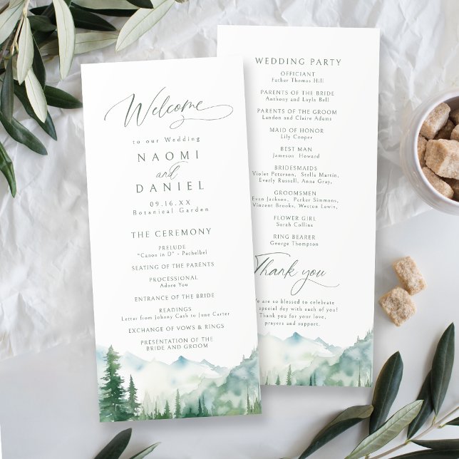 Menu Sage Mountain Forest Rustic Wedding Programs (Sage Mountain Forest Rustic Wedding Programs)