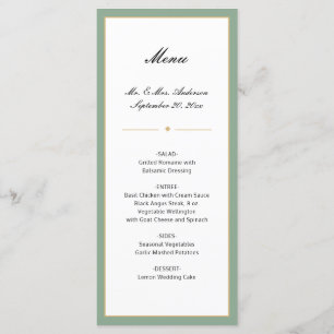 Menu Sage Vert et Or   Mariage de script