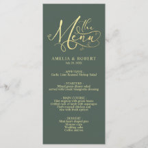 Menü "Sage Whimsical Elegante Gold Calligraphy"