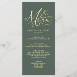 Menü "Sage Whimsical Elegante Gold Calligraphy" Menükarte