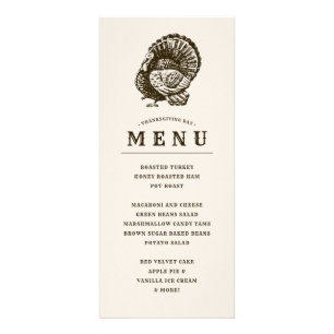 Menu sauvage de dîner de thanksgiving de la