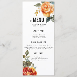 Menü + schöner Text Marble Dreams Orange Rose Menükarte