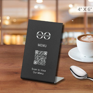 Menü "Schwarzer benutzerdefinierter QR-Code" Sockelschild