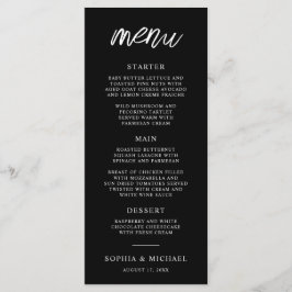 Menu Script contemporain élégant Mariage noir blanc
