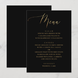 Menu Script élégant   Mariage classique noir et or