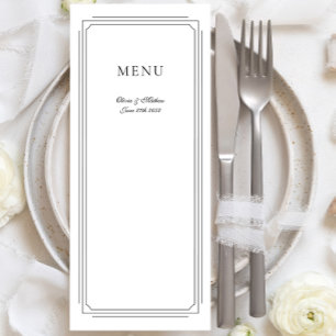 Menu Script formel avec Mariage de monogramme de cadre 