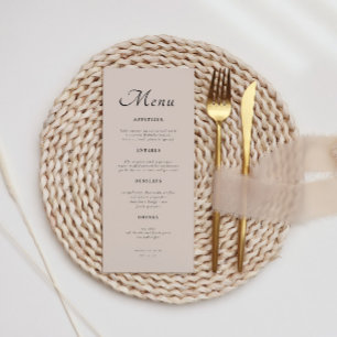 Menu Script minimaliste élégant Dusty Mariage rose