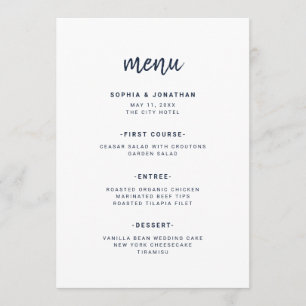 Menu Script minimaliste moderne blanc et marine MARIA