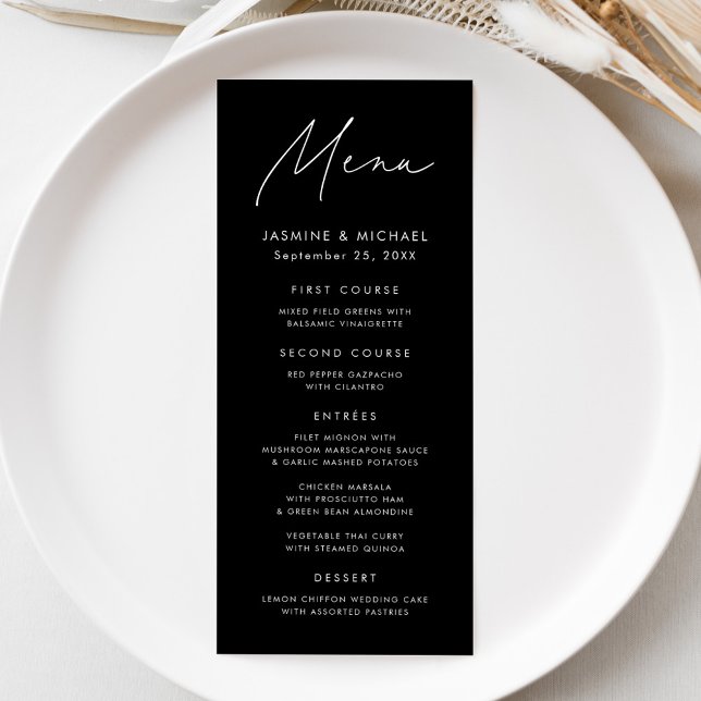 Menu Script moderne Mariage noir et blanc (Créateur téléchargé)
