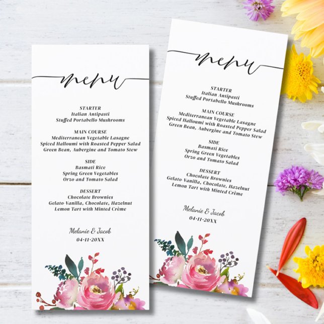 Menu Script Pink Floral Wedding (Créateur téléchargé)