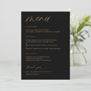 Menu Script romantique Mariage noir et or