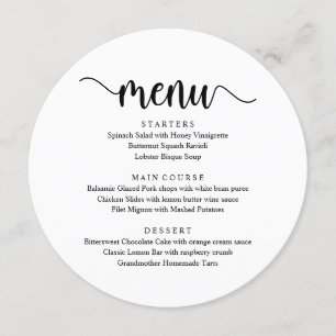 Menu Script Rustique Moderne, Dîner Mariage Elopement