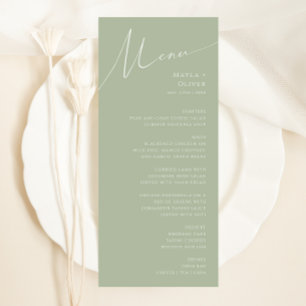 Menu Script Whimsical   Sage Green Dîner Mariage