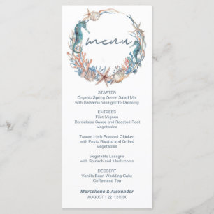 Menu Sea Wreath   Mariage d'aquarelle de plage tropical