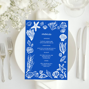 Menu Seashells Frame Beach Wedding Fête PERSONNALISÉE