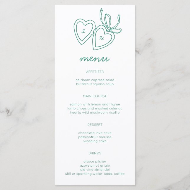 Menu Serrure de coeur Whimsical Doodle Croquis moderne  (Devant)