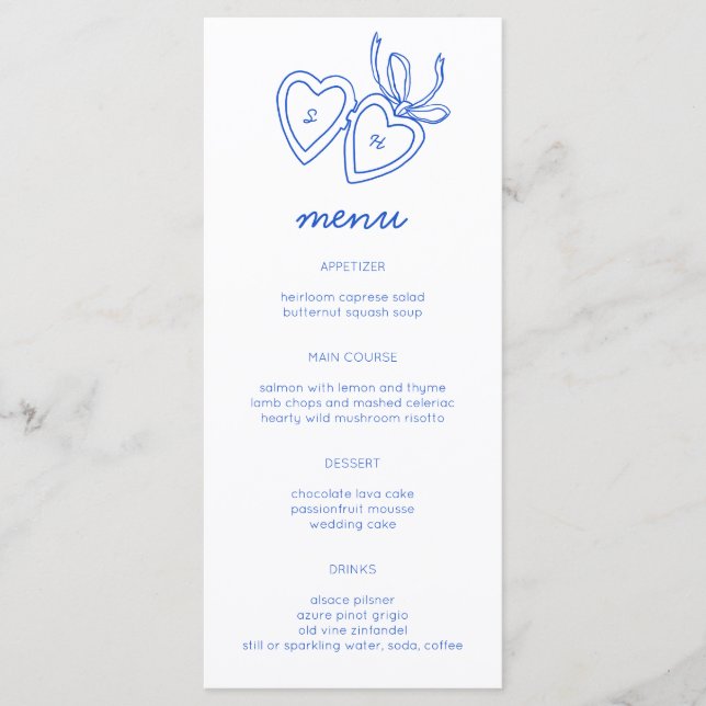 Menu Serrure de coeur Whimsical Doodle Croquis moderne  (Devant)