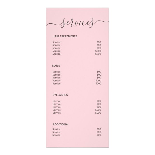 Menu Service Artiste de maquillage de salon de coi (Dos)